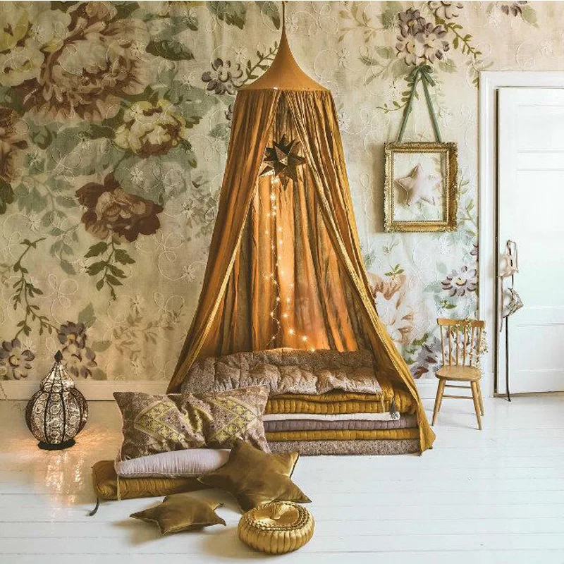 

New Nordic Style Home Cotton Children's Tent Free Installation Baby Mosquito Nets Dome Tent Decoration Play House Toys For Kids