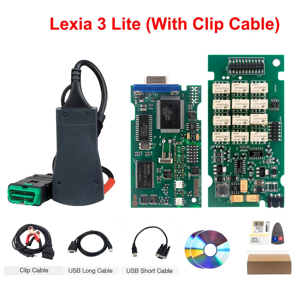 Lite 4 Clip Cable Реле с золотым краем Lexia 3 PP2000 полный чип Diagbox V7.83 прошивка 921815C Lexia3 V48/V25 для Citroen для peugeot OBDII diag - Цвет: Lite 4 Clip Cable
