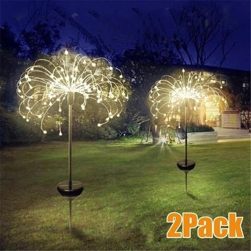 

90/120/150LED Solar LED Light Outdoor Garden Lighting Dandelion Fireworks Decoration Lamp 1/2pcs For Garden Terrace Landscape