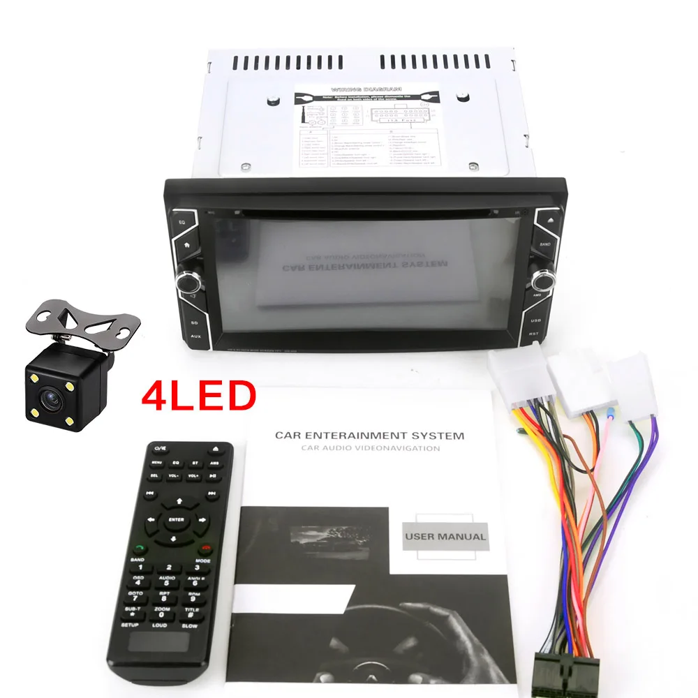 2 Din Автомобильная Радио TF Bluetooth автомобильный DVD мультимедийный плеер для Toyota Corolla Camry MR2 Prado RAV4 Yaris 7 ''Авторадио аудио стерео - Цвет: with 4LED camera