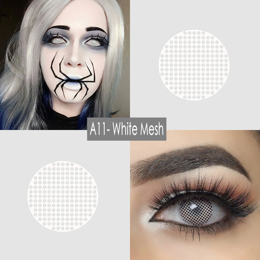 Белая и красная сетка Хэллоуин контакты - Цвет: A11-White Mesh