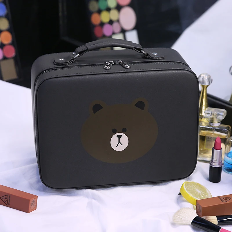Корейская сумка для макияжа с медведем портативная большая емкость коробка
