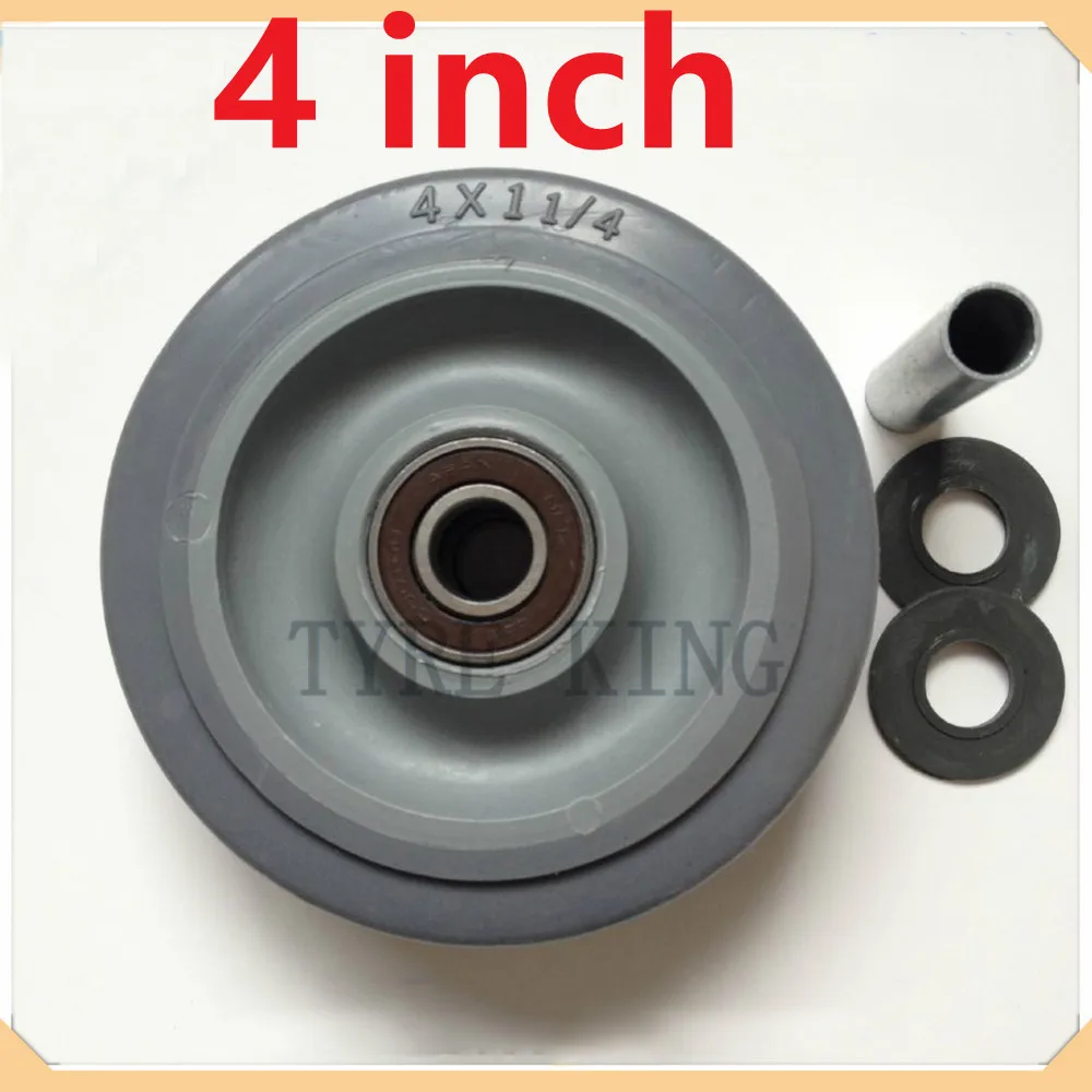 

4-дюймовые 4x1 1/4 Твердые колеса шины резиновые бесшумные колеса плоские колеса автомобиля тележки колеса трейлер колесико для полки