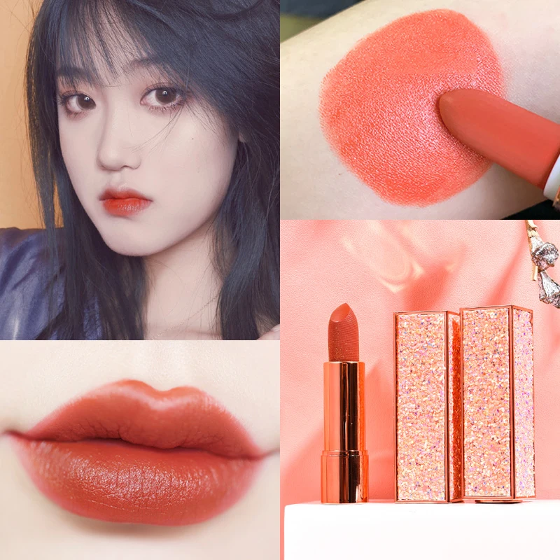 Новое поступление оранжевая водостойкая матовая бархатная Глянцевая губная