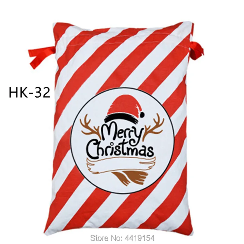 Saco grande de Pap&aacute; Noel para Navidad, bolsa de lona con cord&oacute;n, 38 estilos, regalo para ni&ntilde;os, venta al por mayor, 50 unids/lote-3