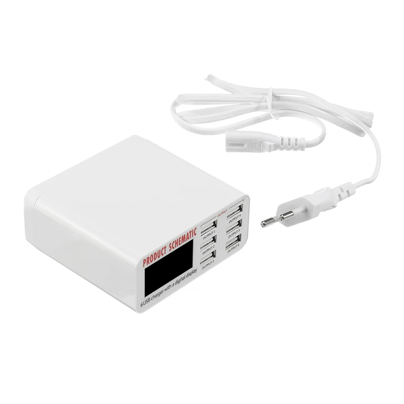 Интеллигентая(ый) 6 USB Порты и разъёмы Зарядное устройство паяльная станция 60W 8A ЖК-дисплей Дисплей быстрой зарядки для мобильного телефона зарядное устройство USB для планшета для iPhone samsung адаптер