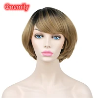 onemily short layered shaggy fluffy synthetic wigs with bangs for women girls theme party evening out dating fun 2 colors