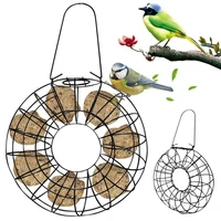 cage hanging sturdy round shape home garden wild practical fat ball outdoor bird feeder refillable container metal