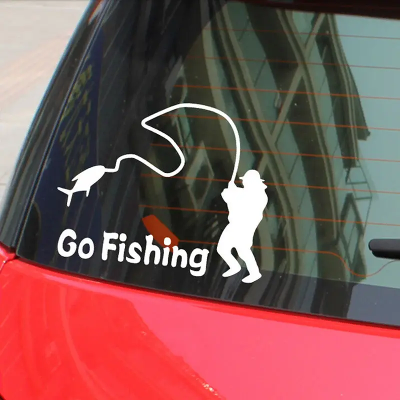 

14x11cm Safty Waterproof Car Body Window Decal Sticker Wall Stickers Covers Cartoon Go Fishing Night Reflective Car Stickers