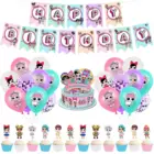 Разноцветные розовые пурпурные шары с большими глазами, украшения для вечерние девочки, баннер на день рождения, Детские топперы для торта