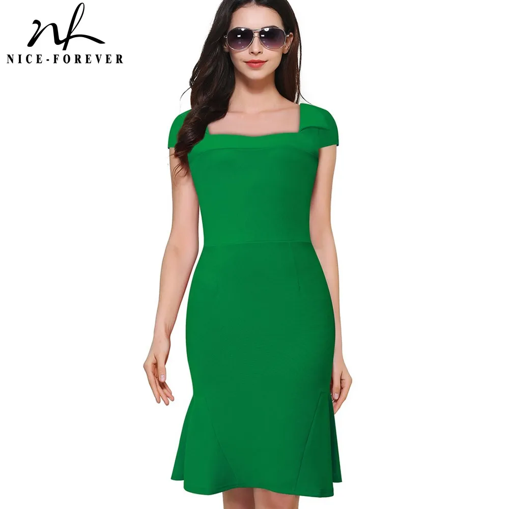 Женское облегающее платье Русалка Nice forever летнее зеленое и винтажное для