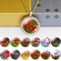 flower necklace poppy flowers pendant necklaces flower jewelry for women mom girlfriend daughter sister gifts