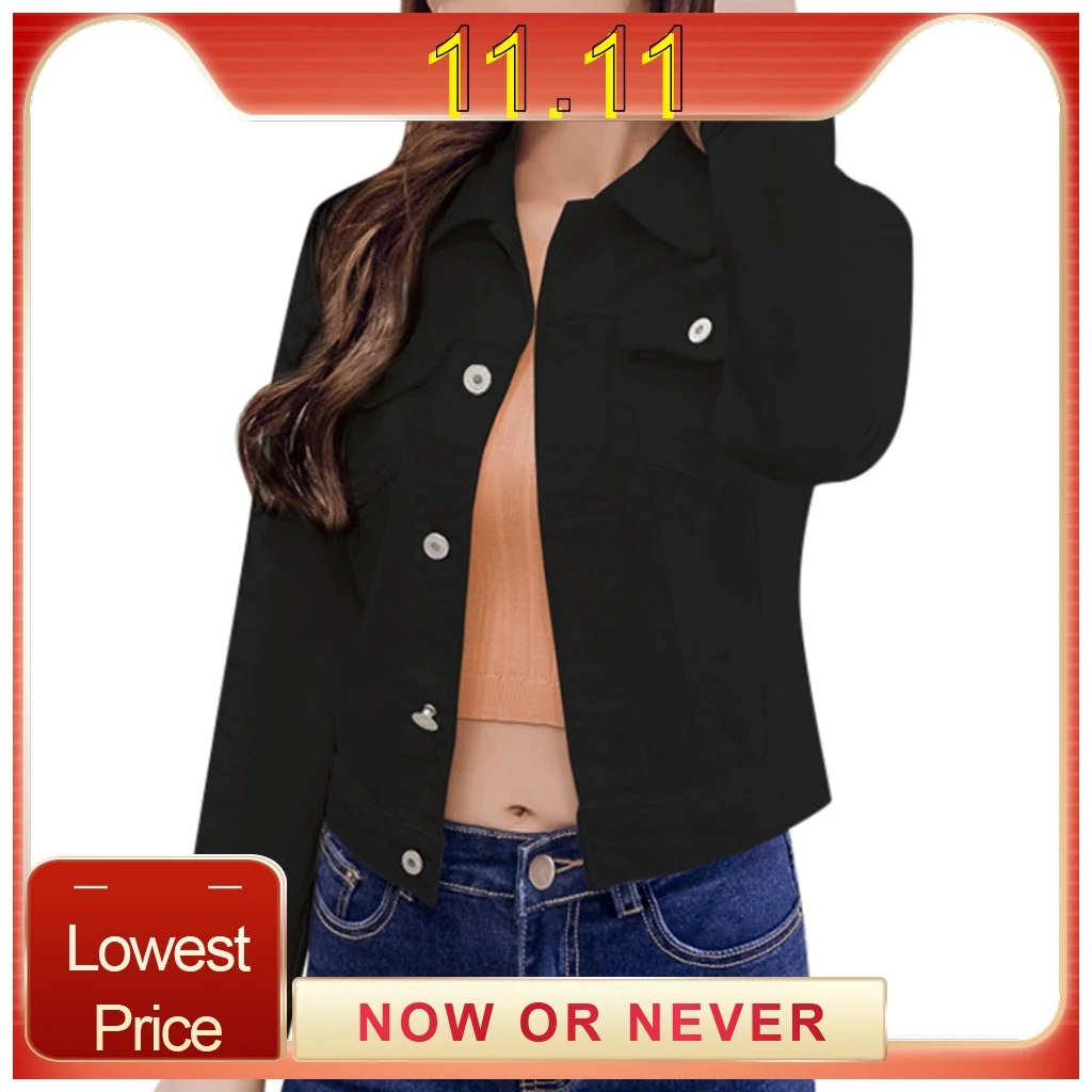 Джинсовая куртка и пальто для женщин 2019 Осенняя повседневная короткая джинсовая