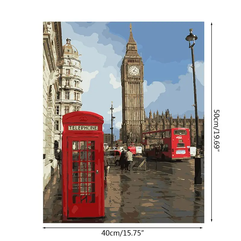 Лондон DIY живопись масляными красками по цифровому изображению номерам холст