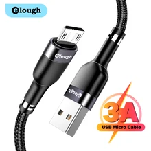 Elough-Cable Micro USB de carga rápida 3A, para Samsung S7, S6, Xiaomi Redmi 9A, teléfono Android