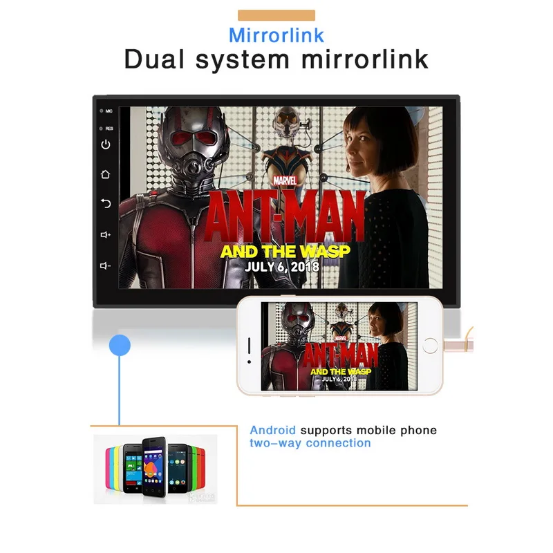 Автомобильный мультимедийный плеер Andriod 8 1 GPS навигация HD Авторадио Wi Fi USB FM 2 Din 7
