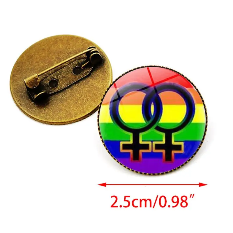 Новый Гейская лесбийская Радуга значок символа время брошь с камнем Винтаж