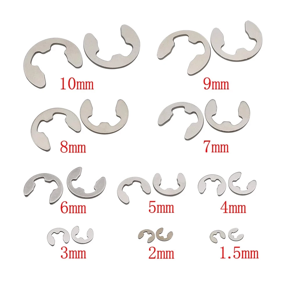200 шт. Нержавеющая сталь 304 E набор шайб с зажимом стопорное кольцо внутреннее