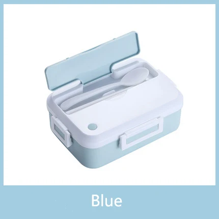 Blue Комплект из 3 предметов, Ланч-бокс, герметичная портативная микроволновая печь, контейнер для еды, офисный, школьный, туристический, детский, медицинский материал, Bento box - Цвет: Blue