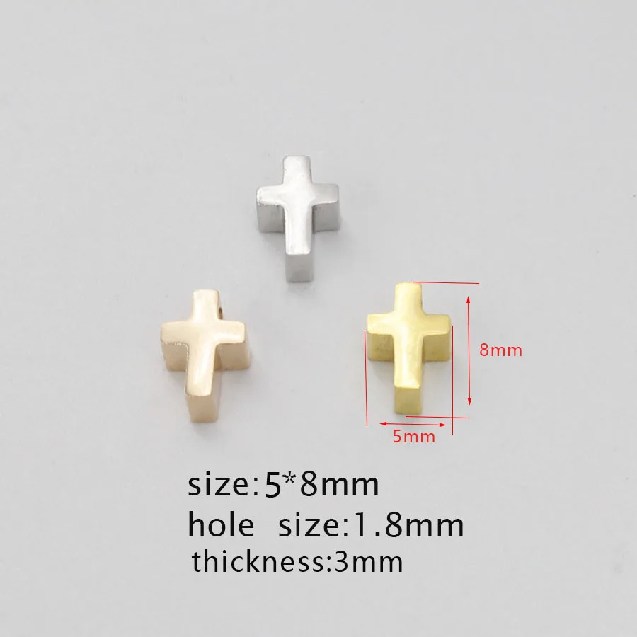 10Pcs Quality Small Cross Charms Accessories DIY Beads Jewelry Stainless Steel Mirror Polished for Making|Шармы| |