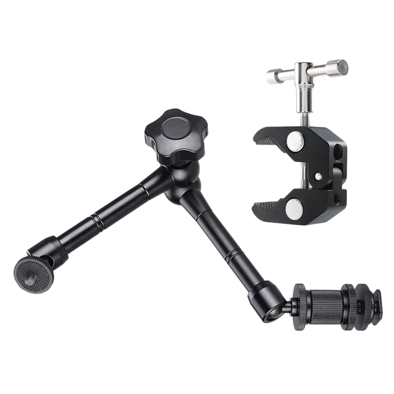 

Magic Arm,11 Inch Inch Articulating Magic Arm + Super Clamp for Flash/ LED Video Light/SLR DSLR Camera Accessories