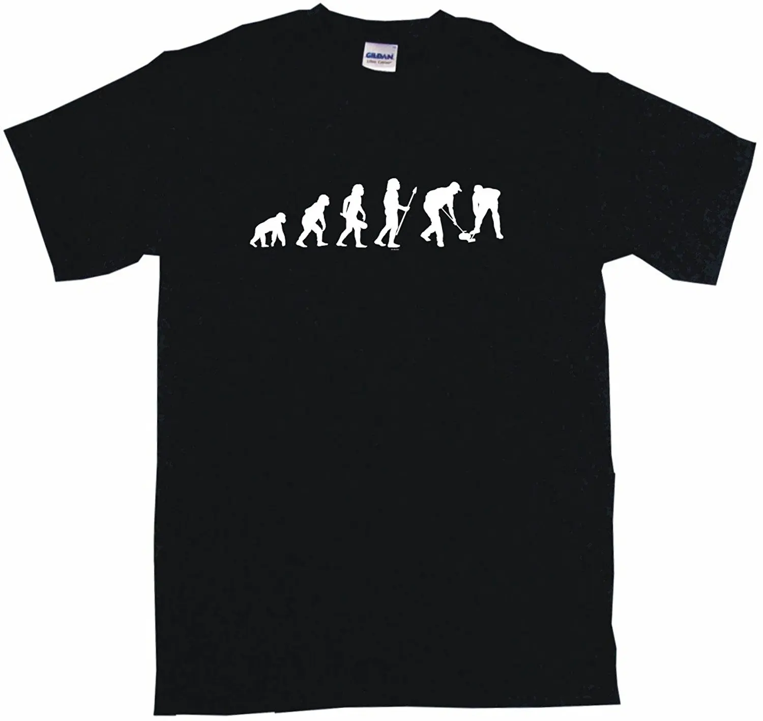 

Evolution of Humans Curling Guys Logo Men's Tee Shirt Short Sleeves Cotton Fashion O-Neck Tee Shirt Top Tee Basic Models
