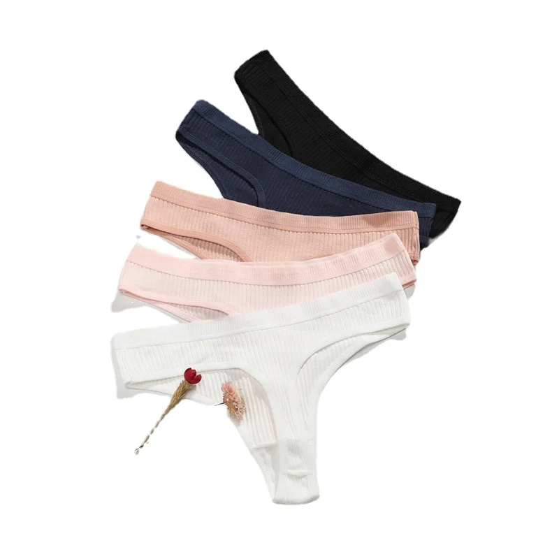 

12pcs Thong Women Pure Cotton Seductive and Sexy G String Young Girls Invisible Fashion Solid Color Underwear Lingerie