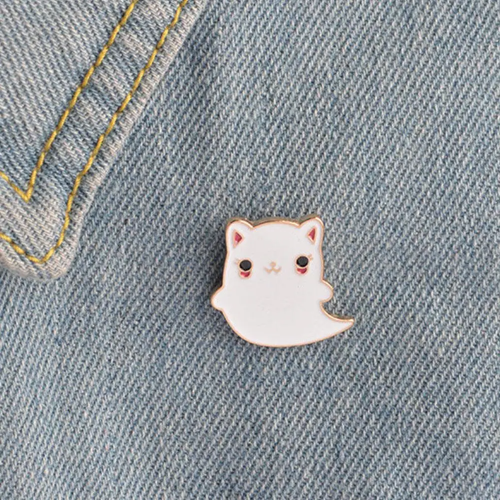 Мультфильм Кот призрак эмаль значок воротник брошка на лацканы булавка одежда