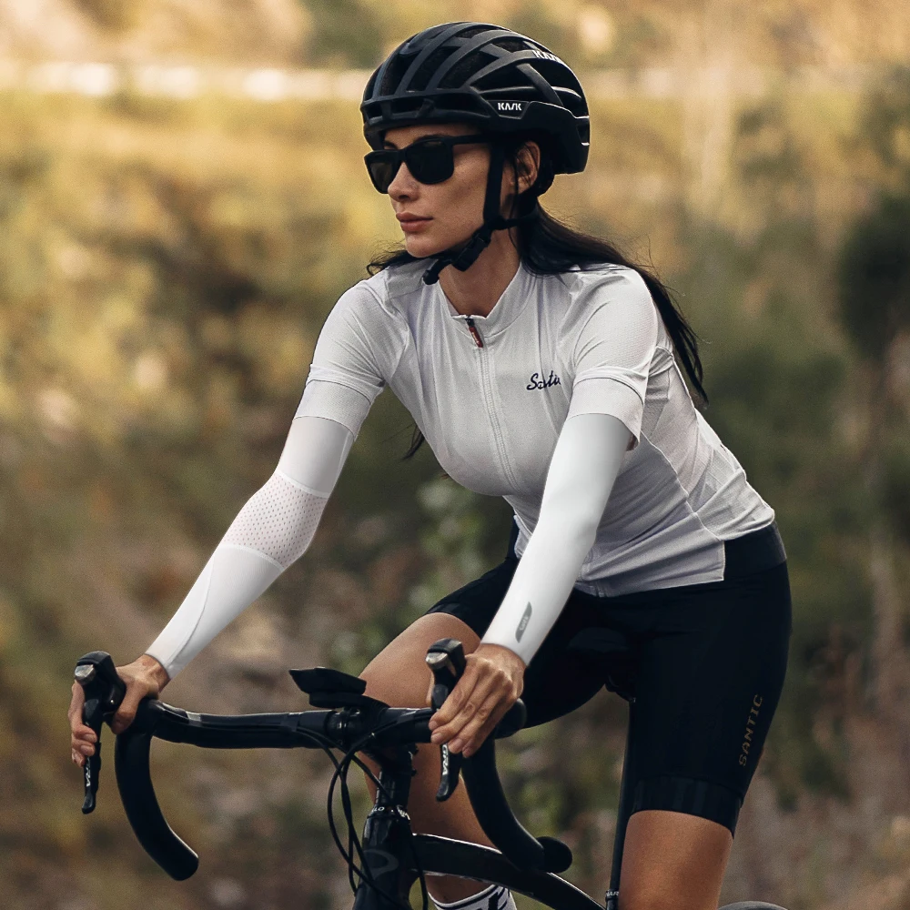 Нарукавники Santic для мужчин и женщин мужские велосипедные нарукавники защита от