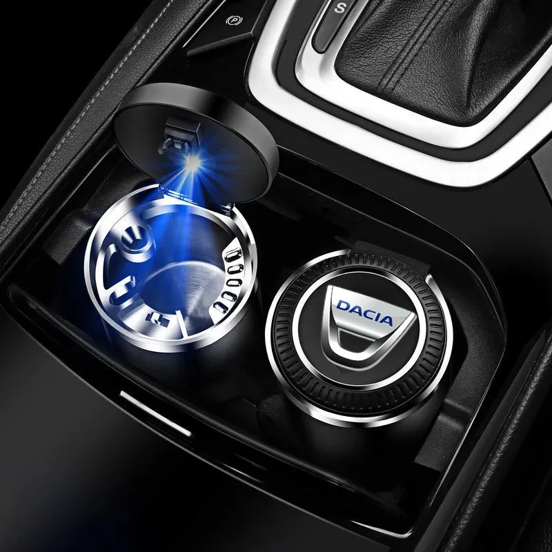 

Car Brand logo Ashtray With Led Lights Creative Personality For Dacia Lodgy 2 Mcv Sandero Duster Logan Sandero dacia Car