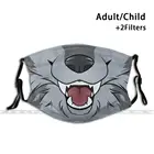 Серый Волк Мау пользовательский дизайн для взрослых и детей Анти Пыль фильтр Diy милый Принт смываемая маска волк Милая маска забавная маска