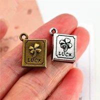 80pcslot cute lucky clover book charms 14127mm book charms for jewelry making can mix color
