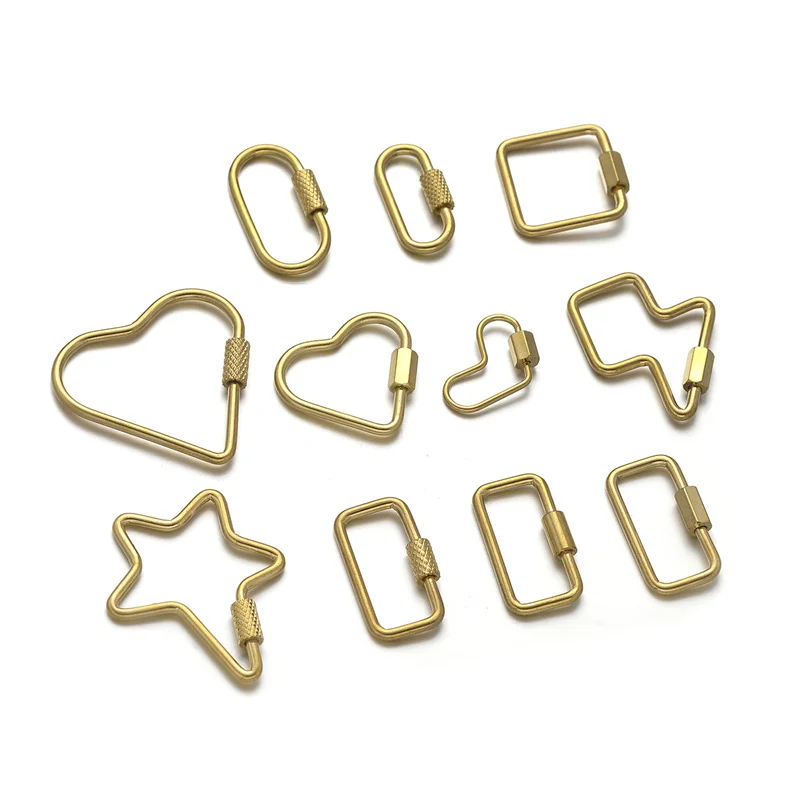 

Heart Screw Locking Link Connectors Stainless Steel Gold Color DIY Carabiner Clasp For Necklace Bracelet Making Jewelry Findings