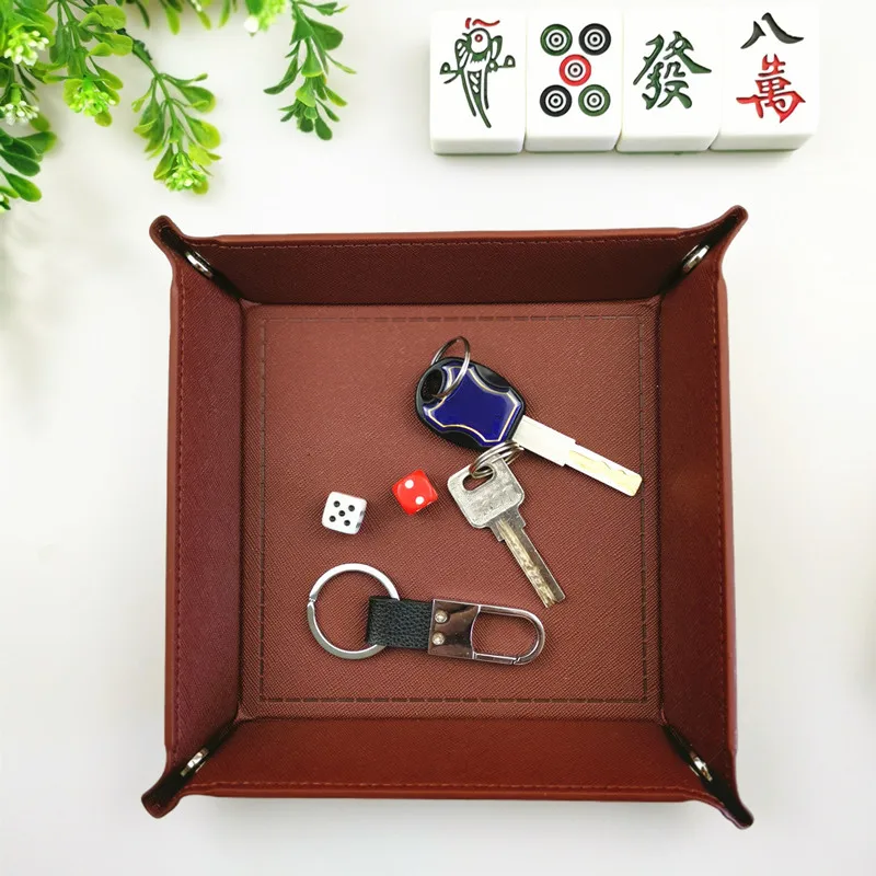 Складная коробка для хранения из искусственной кожи квадратный лоток игры в