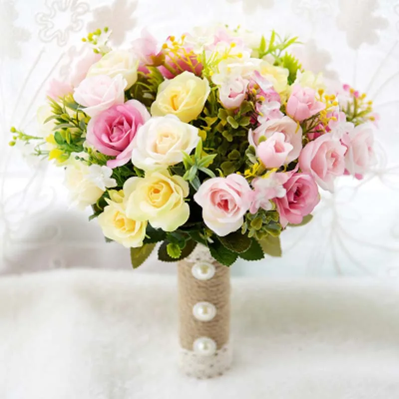 Свадебный букет ручной работы искусственный цветок роза свадебный свадебное