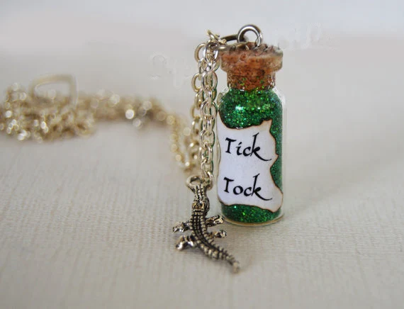 

12pcs/lot Once Upon a Time Petere Pan Crocodile Tick Tock Magical Necklace Crocodile Charm Captain HOOK Rumplestiltskin