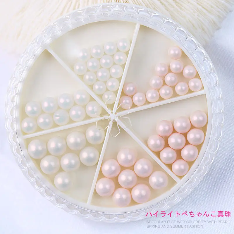 

Ins nail jewelry 2021 High-gloss Flat Bottom Pearl Luxury New Japanese Nail Jewelry DIY NAil Decor