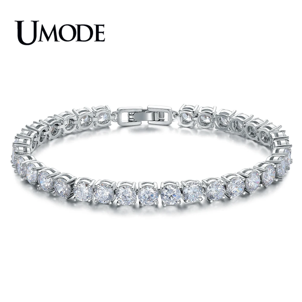 Бренд UMODE роскошный Теннисный браслет Круглый с кубическим цирконием ААА