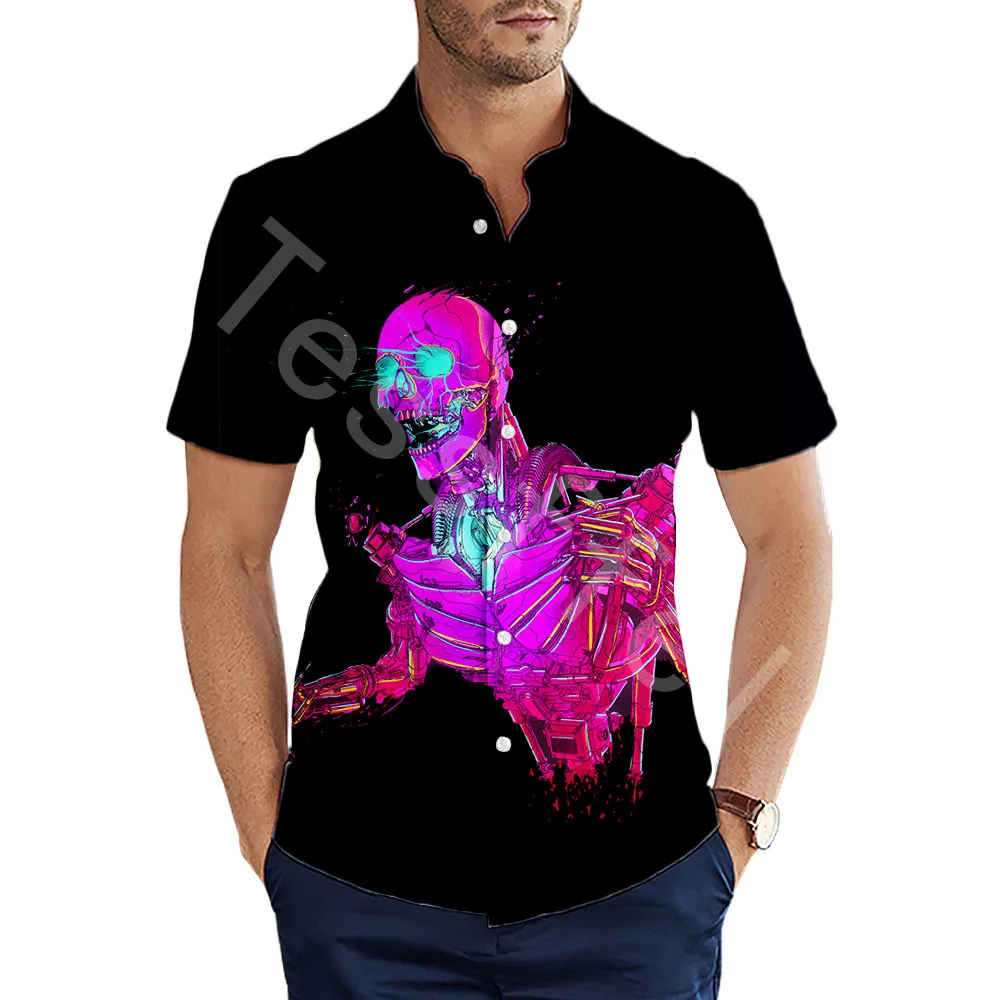 

Tessffel Artistic Amazing Cool Skulls 3D Print Newest Fashion Summer Men Hawiian Shirts Harajuku Casual Oversize Streetwear S25
