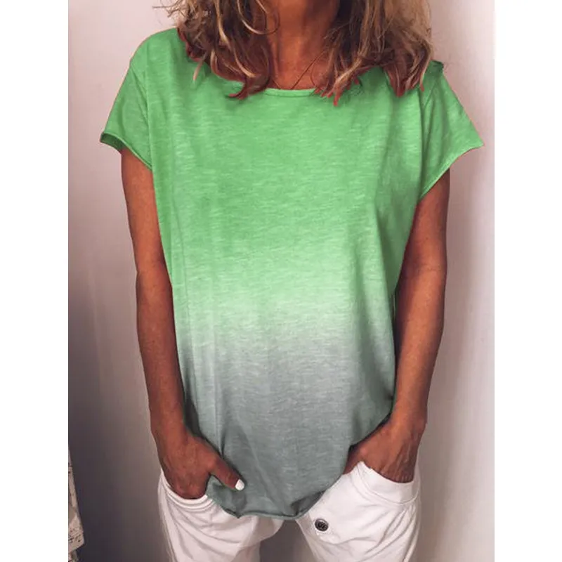 Модная футболка, женские топы, футболки Harajuku, Blusas, летняя женская футболка размера плюс 5XL 4XL, женская одежда с радужным принтом - Цвет: Зеленый