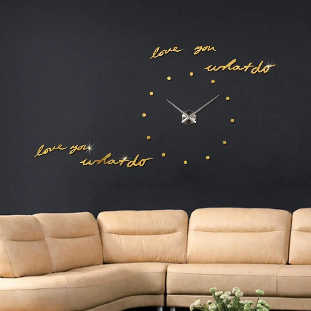 Современные большие настенные 3d-часы с зеркальной поверхностью Самоклеящиеся