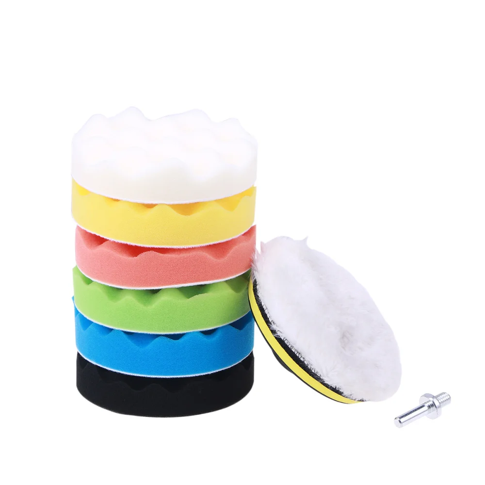 

8 PCS 5 inch Buffing Sponge Polishing Pad Self-Adhesive Disc Wool Disc Polishing Wax Sanding Pad Kit for Car