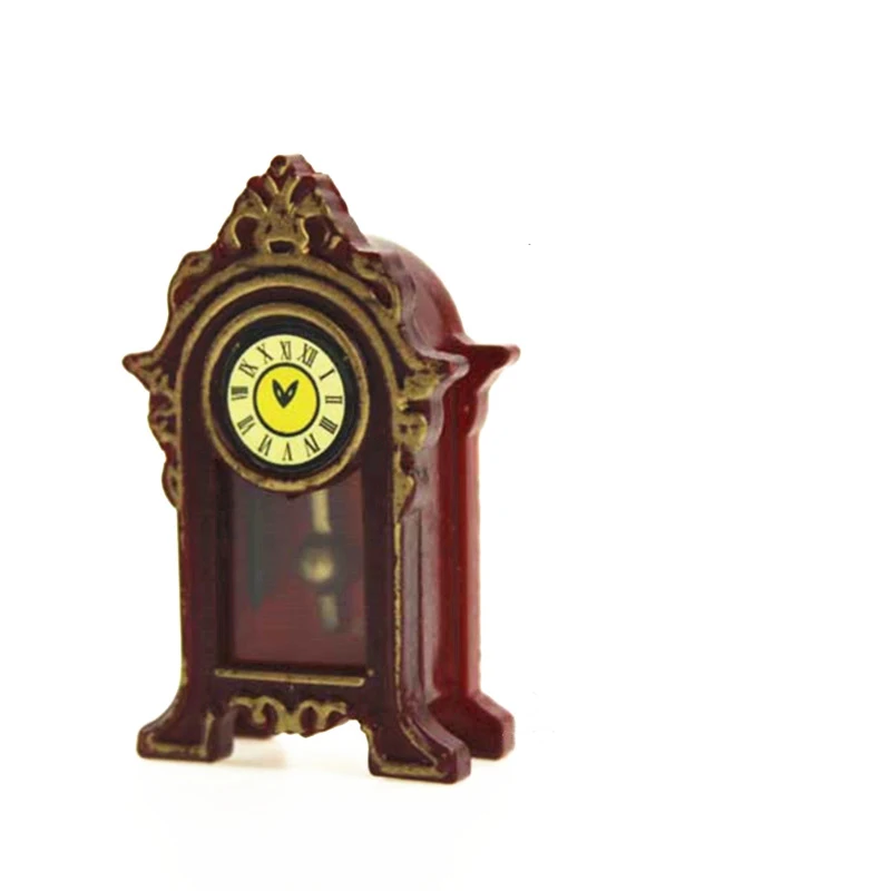 1:12 Кукольный домик Миниатюрные маятниковые часы DIY дом аксессуары деревянные