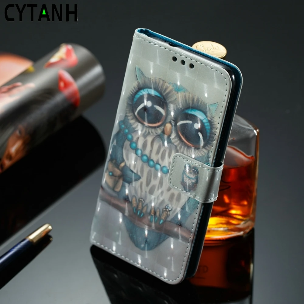 Серый чехол-кошелек с совой для телефона Huawei Nova 2i откидной кожаный чехол из