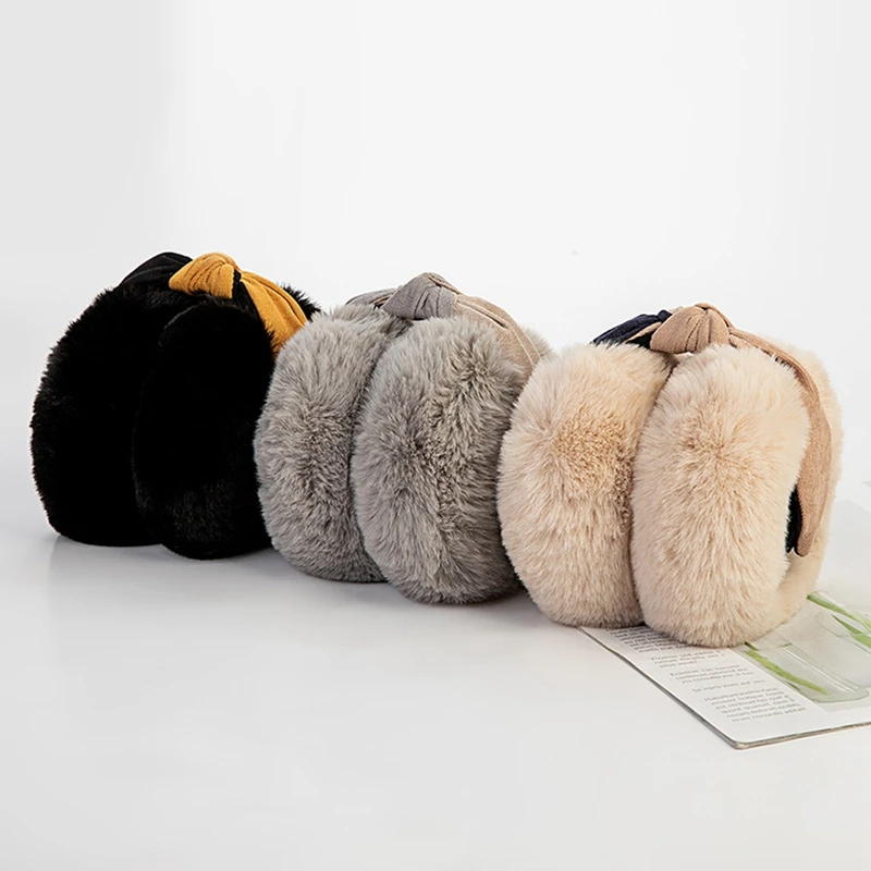 

Winter Faux Fur Earmuffs for Women Warm Fashion Knot Headband Ear Muffs for Girls Cute Ear Warmers Accessories 6 Colors