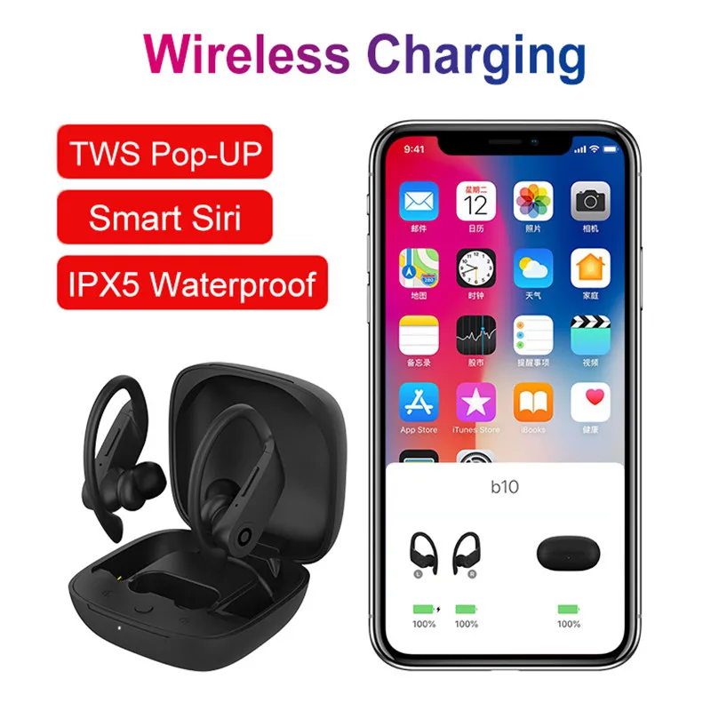 Беспроводные наушники B10 True TWS Bluetooth 5 0 спортивные вкладыши с заушным крючком Waterprof