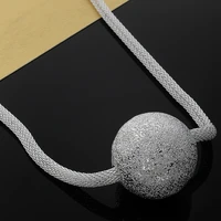 925 sterling silver frosting ball pendants and necklaces for women thick network chain party fashion jewelry 2021 christmas gift