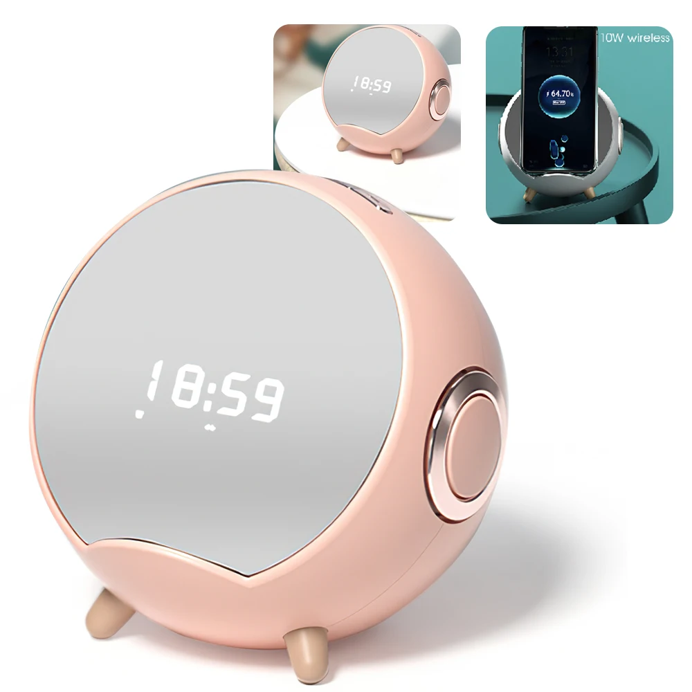

Wireless Bluetooth Speaker AI Smart Speaker 8W High Power With Phone Wireless Charger LED Display Mini Speaker Subwoofer