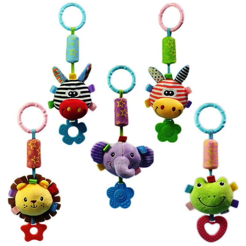 

Infant Rattle Cartoon Animal Models Baby Stroller Rattles Tinkle Hand Bell Campanula Pendant Plush Toy Kids Educational Toys