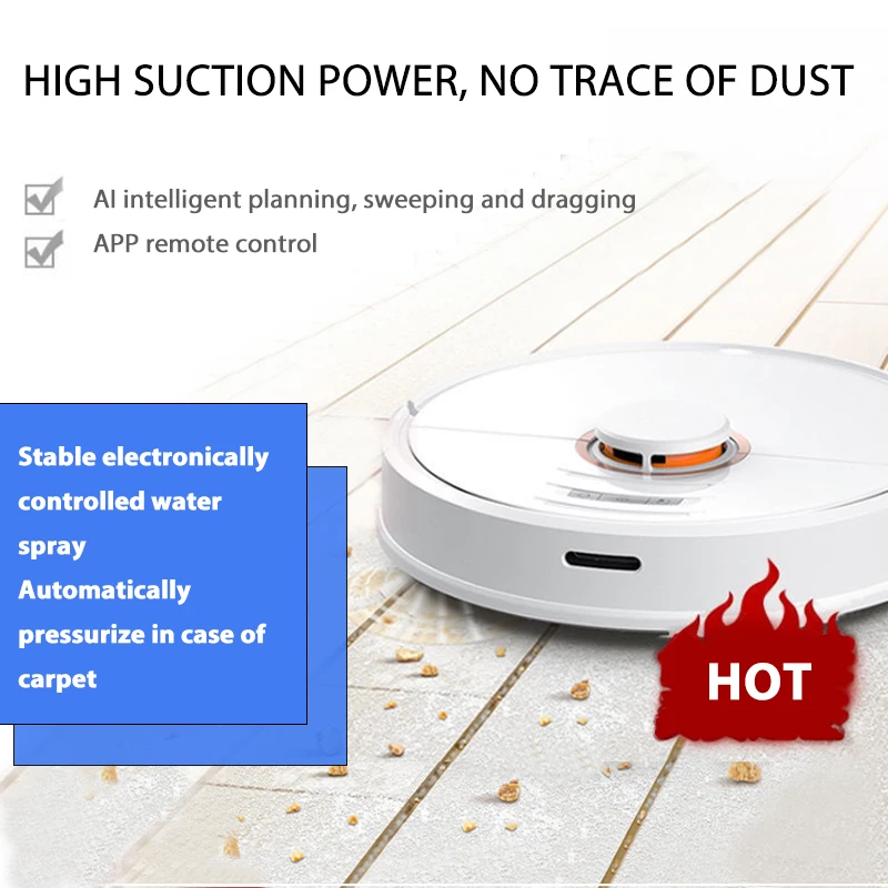 

Newest SS7 Robot Vacuum Cleaner Sonic Mopping WiFi App Control Auto Sweep Dust Sterilize New Rubber Floating Brush